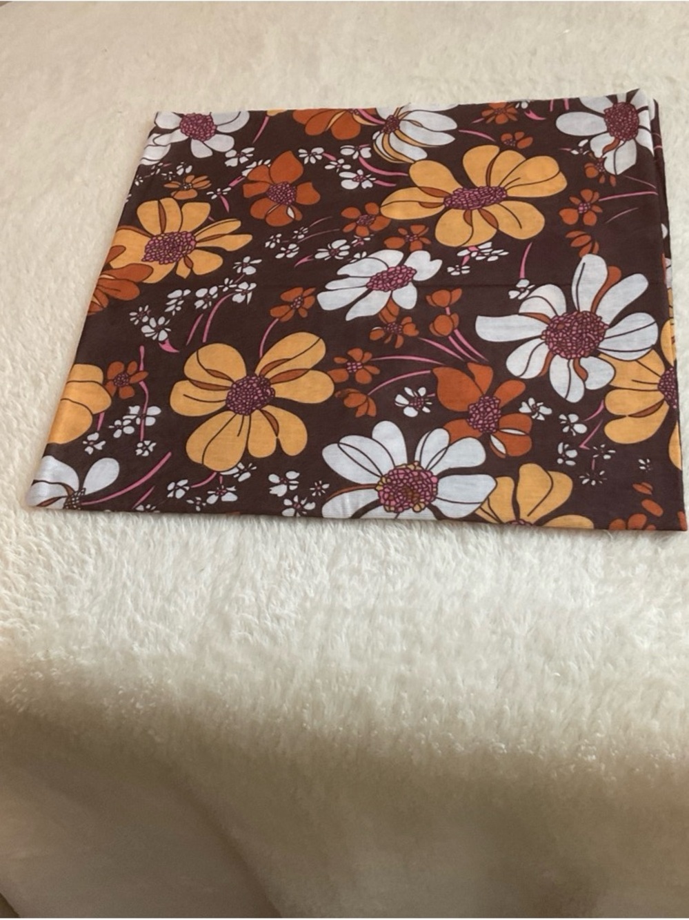 Floral Print Women's Scarf - Brown, Yellow & White